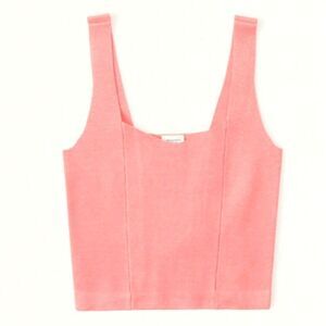 Abercrombie & Fitch Women's coral Elevated Knit Soft V-Neck Tank size la…